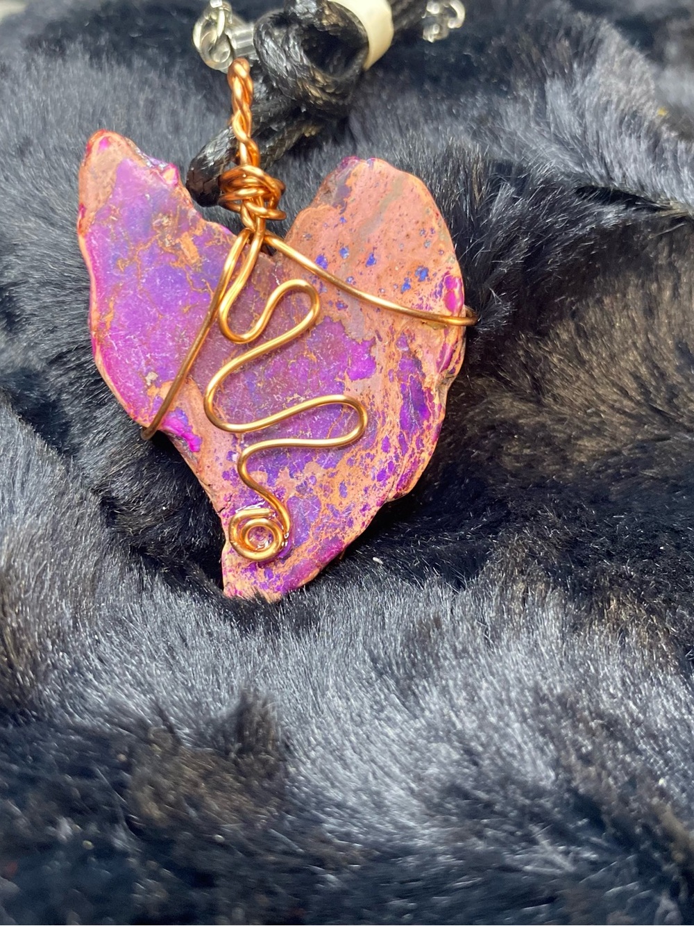 Handcrafted Purple and Copper Heart Pendant Necklace - Women Jewelry